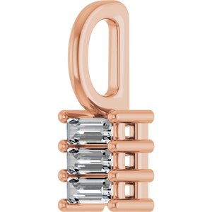 14K Rose Gold 3.5x1.5 mm Straight Baguette Pendant Mounting – image 3