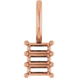 14K Rose Gold 3.5x1.5 mm Straight Baguette Pendant Mounting – image 2