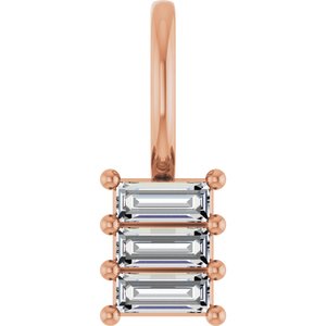 18K Rose Gold 3.5x1.5 mm Straight Baguette Pendant Mounting
