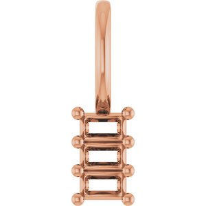 10K Rose Gold 2.5x1.5 mm Straight Baguette Pendant Mounting – image 2