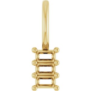 14K Yellow Gold 2.5x1.5 mm Straight Baguette Pendant Mounting – image 2