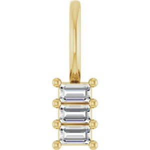 18K Yellow Gold 2.5x1.5 mm Straight Baguette Pendant Mounting