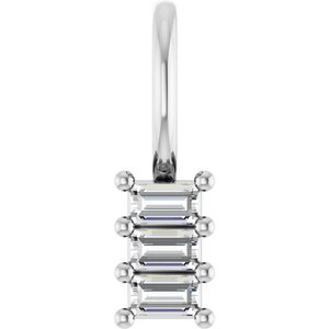 14K X1 White Gold 2.5x1.5 mm Straight Baguette Pendant Mounting