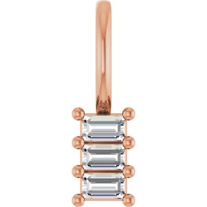 10K Rose Gold 2.5x1.5 mm Straight Baguette Pendant Mounting