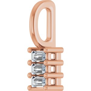10K Rose Gold 2.5x1.5 mm Straight Baguette Pendant Mounting – image 3