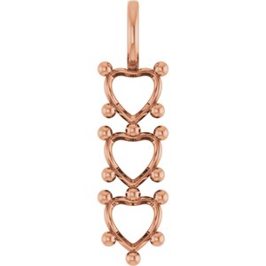 14K Rose Gold 6.5x6.5 mm Heart Pendant Mounting – image 2