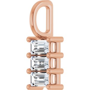 18K Rose Gold 4x2.5 mm Straight Baguette Pendant Mounting – image 3