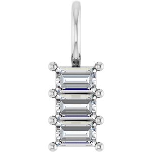 Sterling Silver 4x2.5 mm Straight Baguette Pendant Mounting