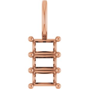 10K Rose Gold 4x2.5 mm Straight Baguette Pendant Mounting – image 2