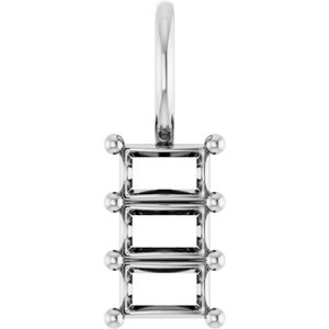 14K White Gold 4x2.5 mm Straight Baguette Pendant Mounting – image 2