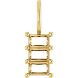 14K Yellow Gold 4x2.5 mm Straight Baguette Pendant Mounting – image 2