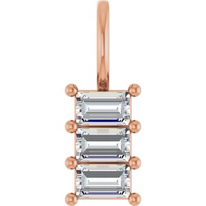 18K Rose Gold 4x2.5 mm Straight Baguette Pendant Mounting
