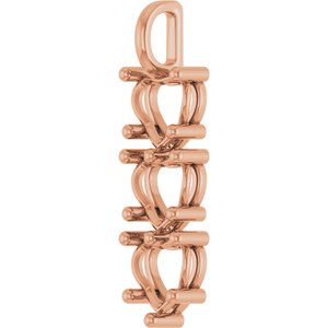 10K Rose Gold 10x10 mm Heart Pendant Mounting – image 4