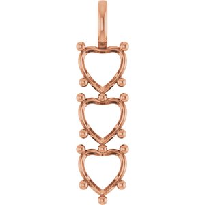 10K Rose Gold 10x10 mm Heart Pendant Mounting – image 2