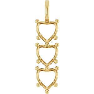18K Yellow Gold 10x10 mm Heart Pendant Mounting – image 2