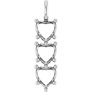10K White Gold 10x10 mm Heart Pendant Mounting – image 2