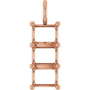 10K Rose Gold 9x7 mm Emerald Pendant Mounting – image 2