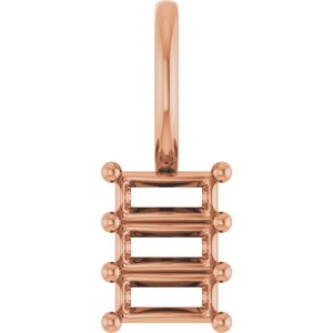 10K Rose Gold 3.75x1.75 mm Straight Baguette Pendant Mounting – image 2