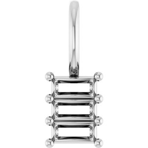 14K White Gold 3.75x1.75 mm Straight Baguette Pendant Mounting – image 2