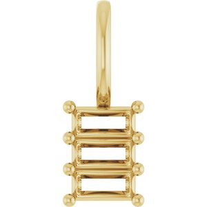 10K Yellow Gold 3.75x1.75 mm Straight Baguette Pendant Mounting – image 2
