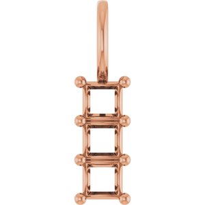 10K Rose Gold 3x3 mm Square Pendant Mounting – image 2