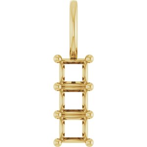 18K Yellow Gold 3x3 mm Square Pendant Mounting – image 2
