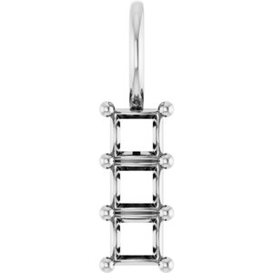 18K White Gold 3x3 mm Square Pendant Mounting – image 2
