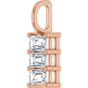 14K Rose Gold 4.5x3 mm Emerald Pendant Mounting – image 3