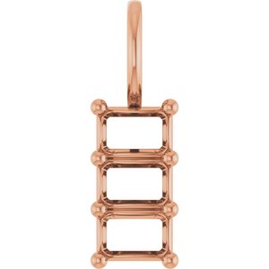18K Rose Gold 4.5x3 mm Emerald Pendant Mounting – image 2