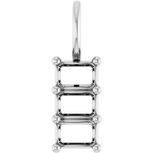 14K X1 White Gold 4.5x3 mm Emerald Pendant Mounting – image 2