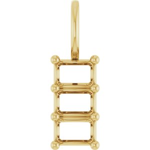 14K Yellow Gold 4.5x3 mm Emerald Pendant Mounting – image 2