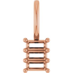 10K Rose Gold 3.25x1.5 mm Straight Baguette Pendant Mounting – image 2