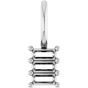 10K White Gold 3.25x1.5 mm Straight Baguette Pendant Mounting – image 2