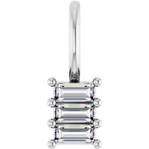 Sterling Silver 3.25x1.5 mm Straight Baguette Pendant Mounting