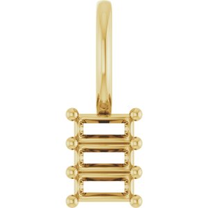14K Yellow Gold 3.25x1.5 mm Straight Baguette Pendant Mounting – image 2