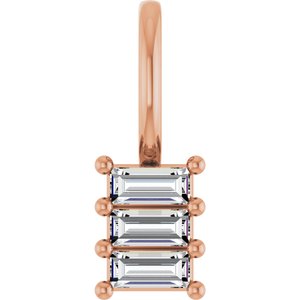 10K Rose Gold 3.25x1.5 mm Straight Baguette Pendant Mounting