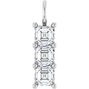 Platinum 6x6 mm Asscher Pendant Mounting