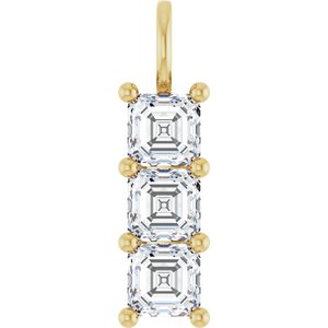 14K Yellow Gold 6x6 mm Asscher Pendant Mounting