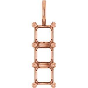 14K Rose Gold 6x6 mm Asscher Pendant Mounting – image 2