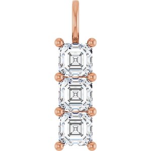 14K Rose Gold 6x6 mm Asscher Pendant Mounting