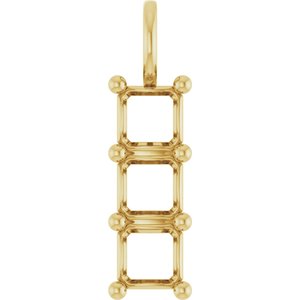14K Yellow Gold 6x6 mm Asscher Pendant Mounting – image 2