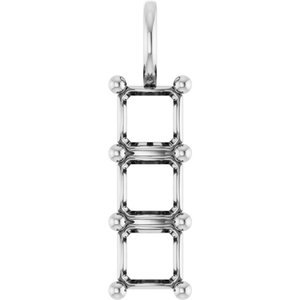 14K White Gold 6x6 mm Asscher Pendant Mounting – image 2