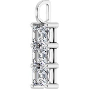14K White Gold 6x6 mm Asscher Pendant Mounting – image 3