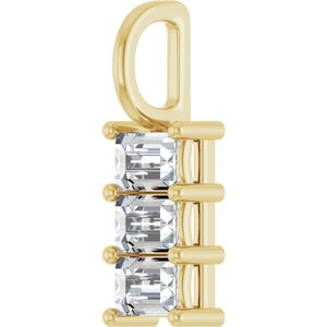 18K Yellow Gold 4x3 mm Straight Baguette Pendant Mounting – image 3