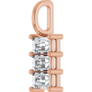 14K Rose Gold 4x3 mm Straight Baguette Pendant Mounting – image 3