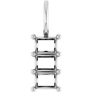 Platinum 4x3 mm Straight Baguette Pendant Mounting – image 2