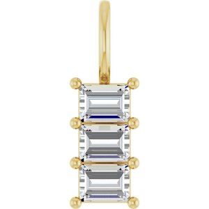 14K Yellow Gold 4x3 mm Straight Baguette Pendant Mounting