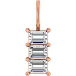 18K Rose Gold 4x3 mm Straight Baguette Pendant Mounting
