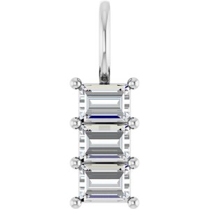 Sterling Silver 4x3 mm Straight Baguette Pendant Mounting