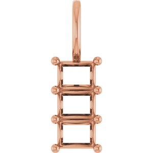 10K Rose Gold 4x3 mm Straight Baguette Pendant Mounting – image 2